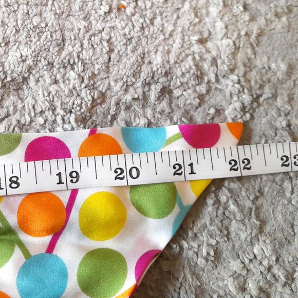 Large Turquoise Bead Necklace with a Colourful Polka Dot Fabric Closure - Picture 3 of 3